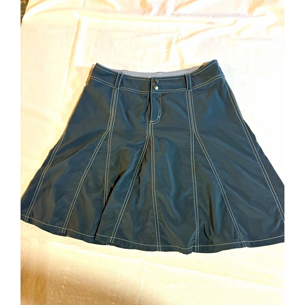 Athleta Womens Gray Solid A-Line Knee Length Skort Woven Polyester Size 8